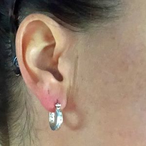 Small .925 sterling hoops inset cubic zirconia.